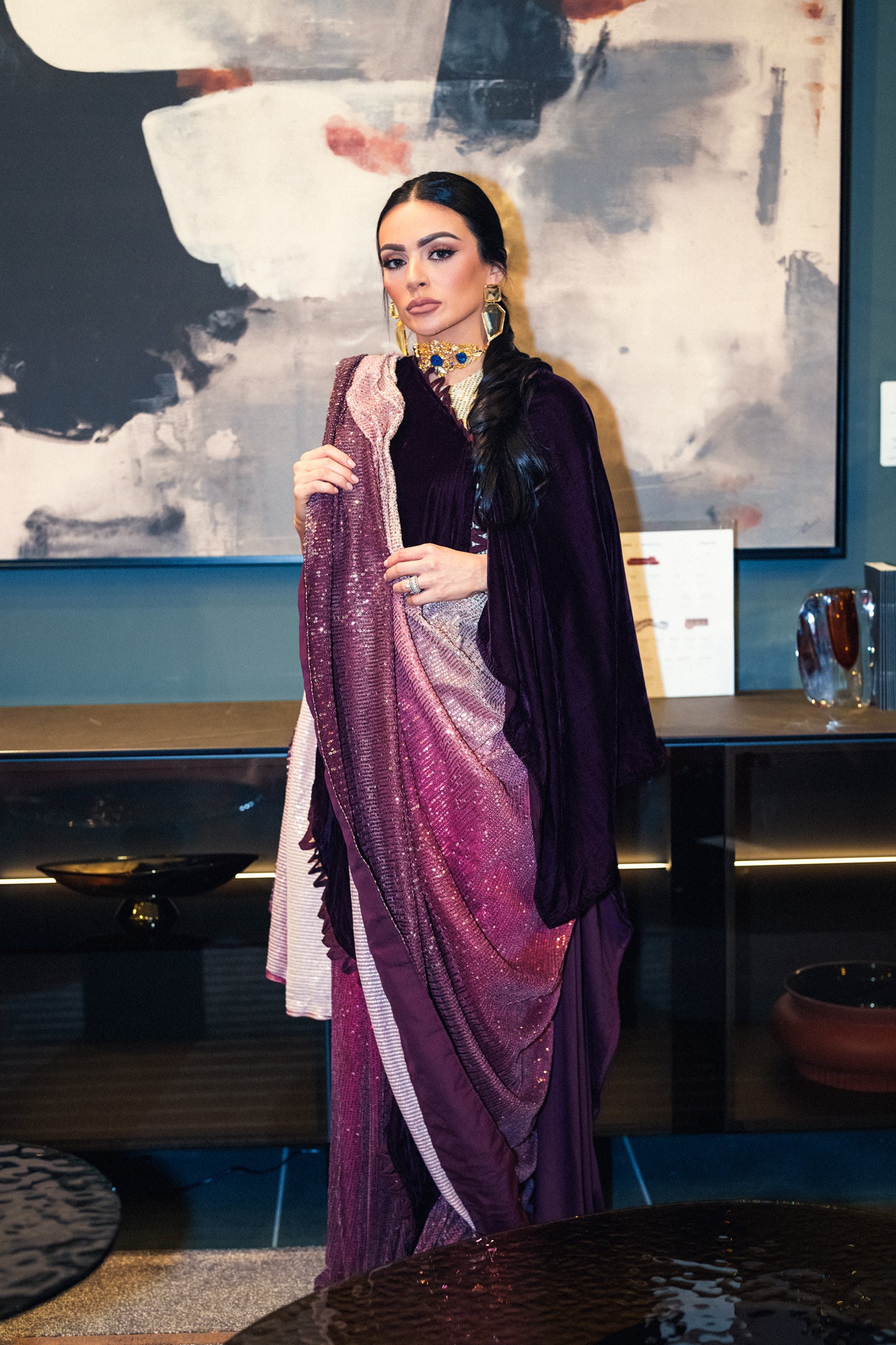 Midnight velvet sari