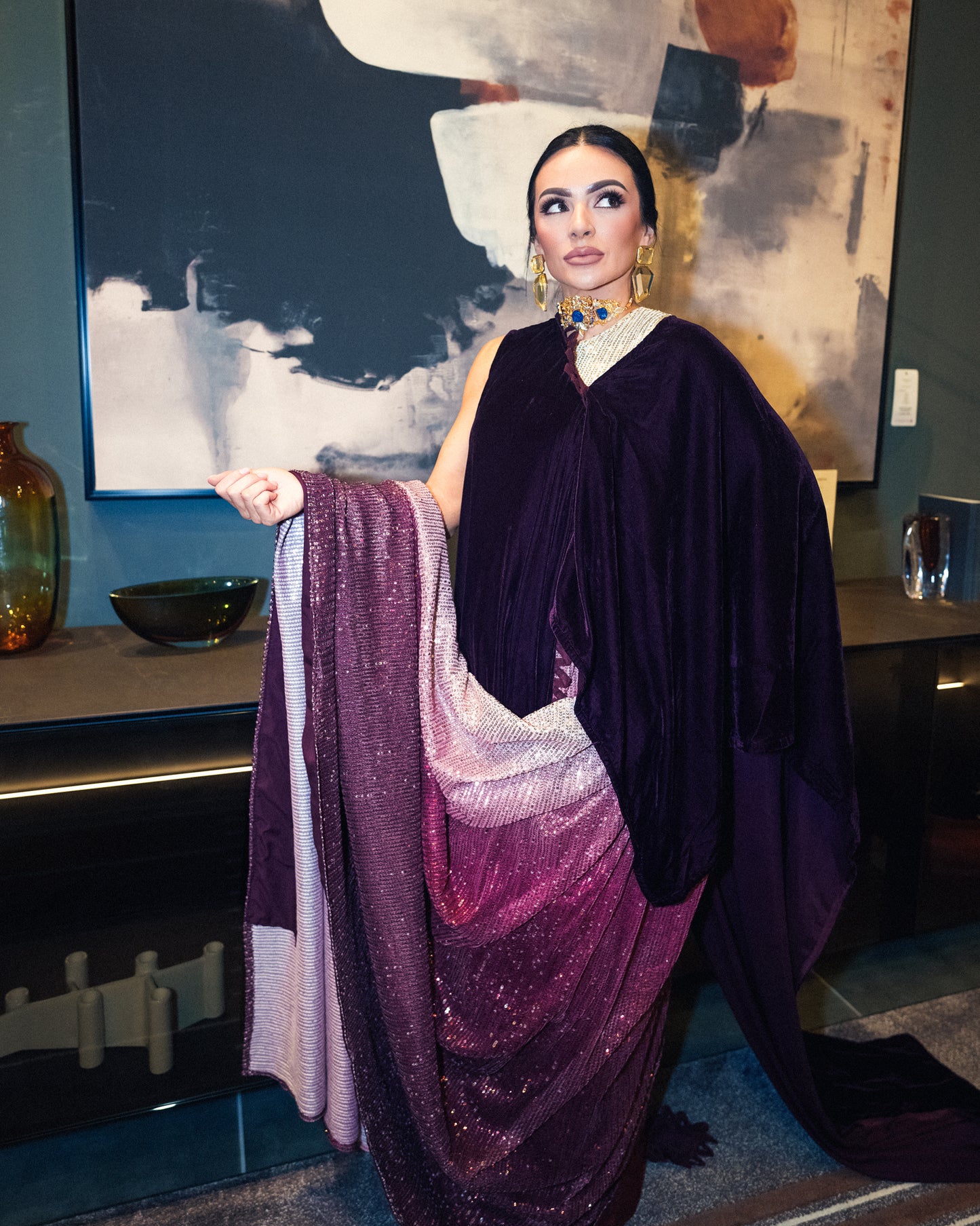 Midnight velvet sari