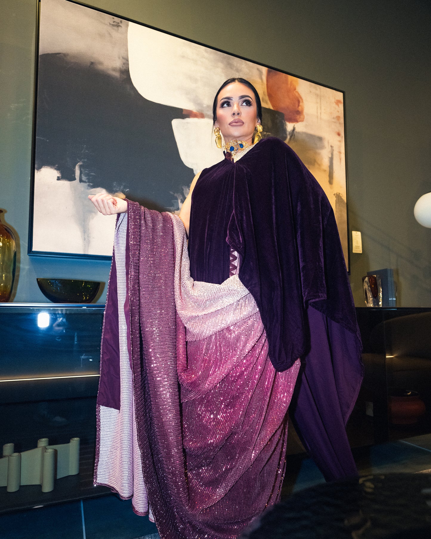 Midnight velvet sari