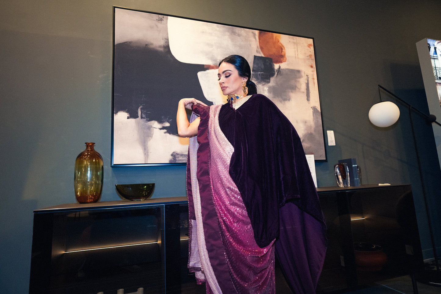 Midnight velvet sari