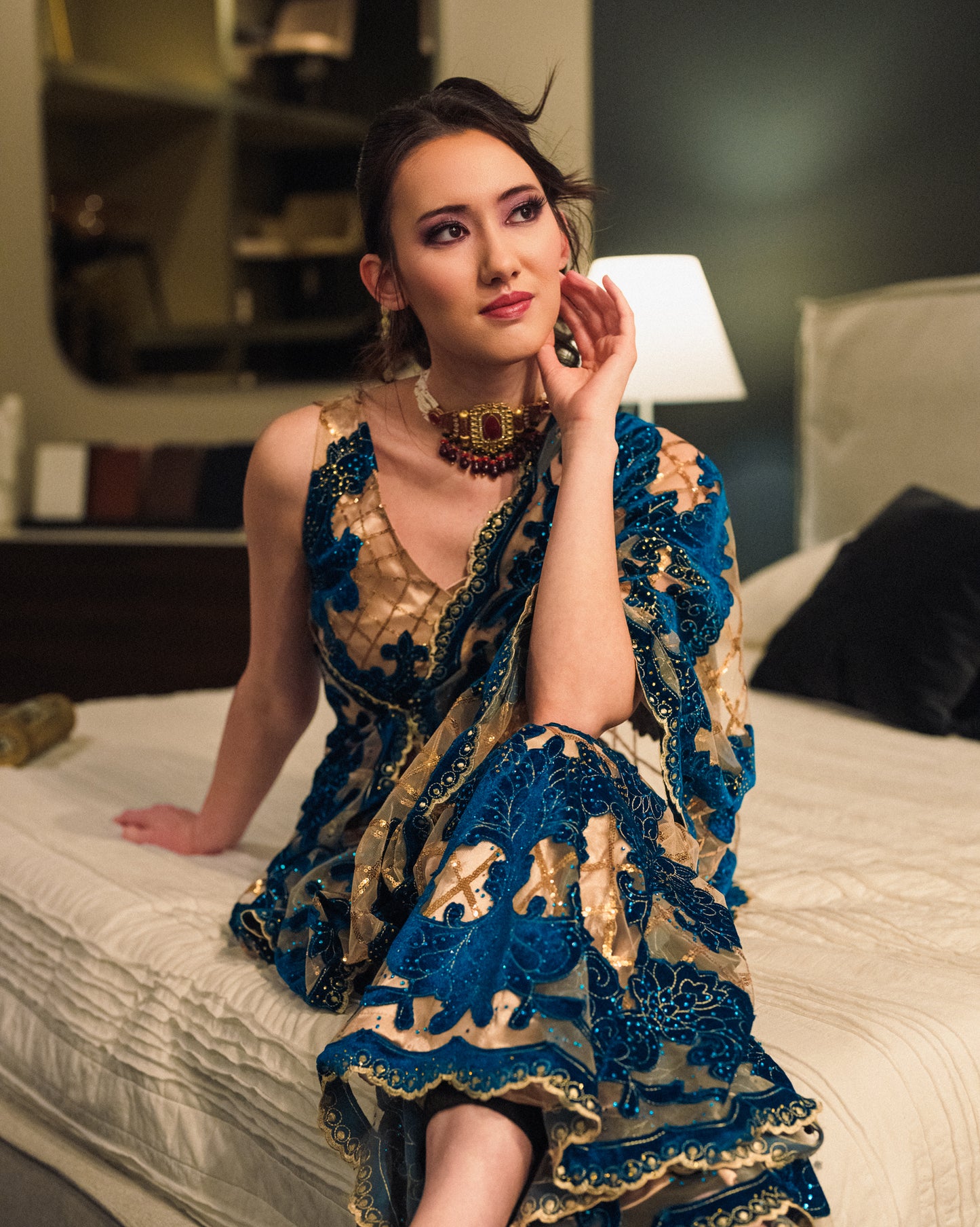 Sequinned Dreams- Cape Saree