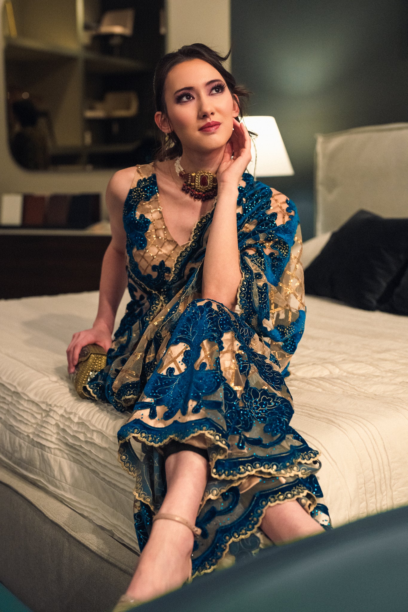 Sequinned Dreams- Cape Saree
