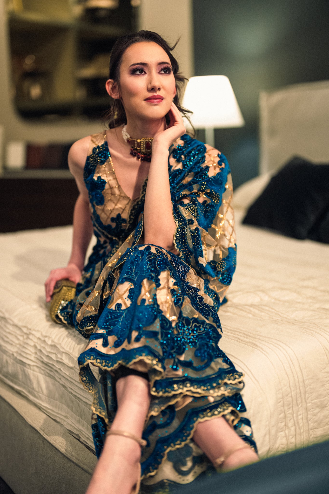Sequinned Dreams- Cape Saree