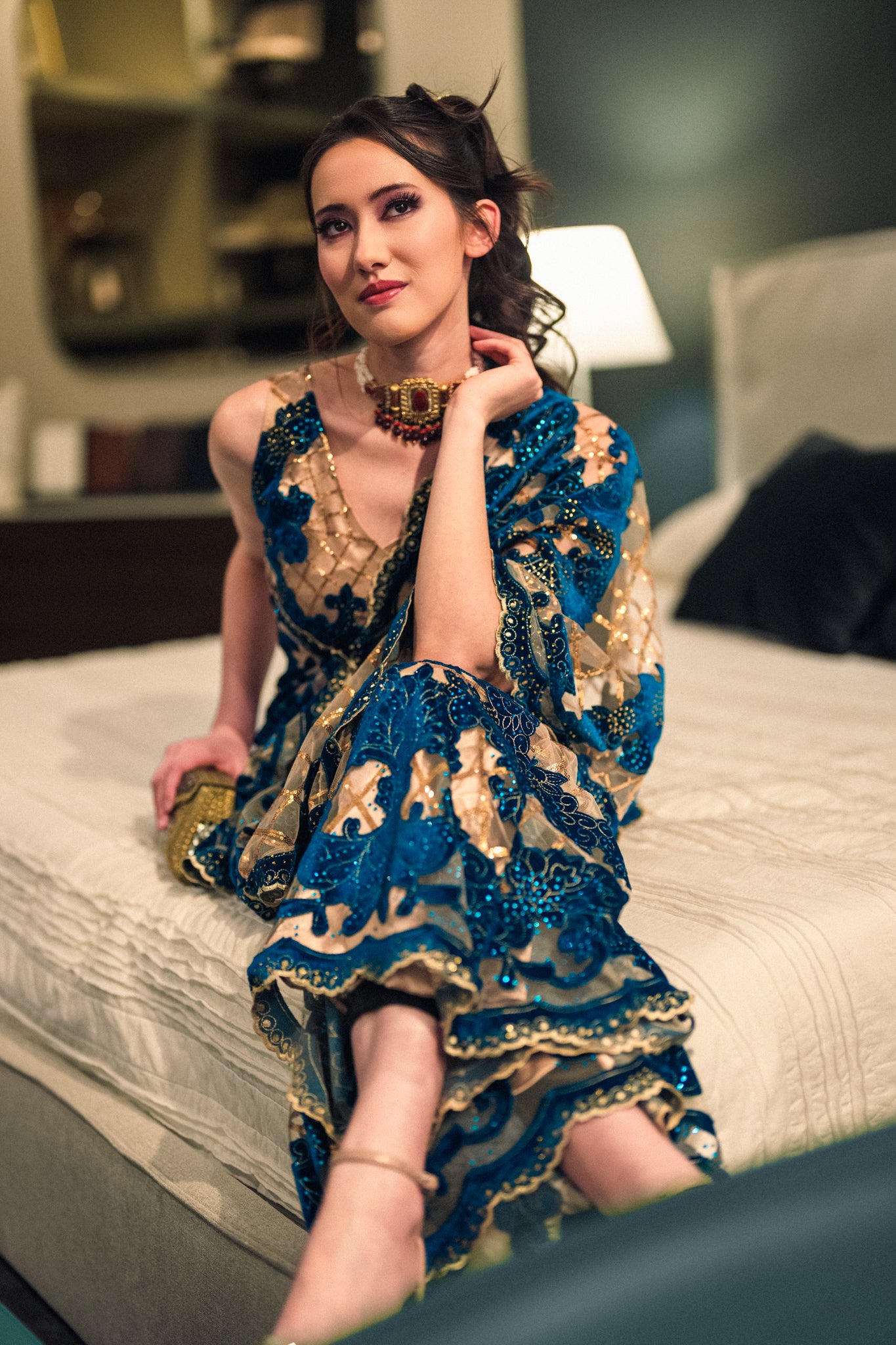 Sequinned Dreams- Cape Saree