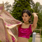 Embroidered Sari- Hot Pink