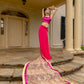 Embroidered Sari- Hot Pink