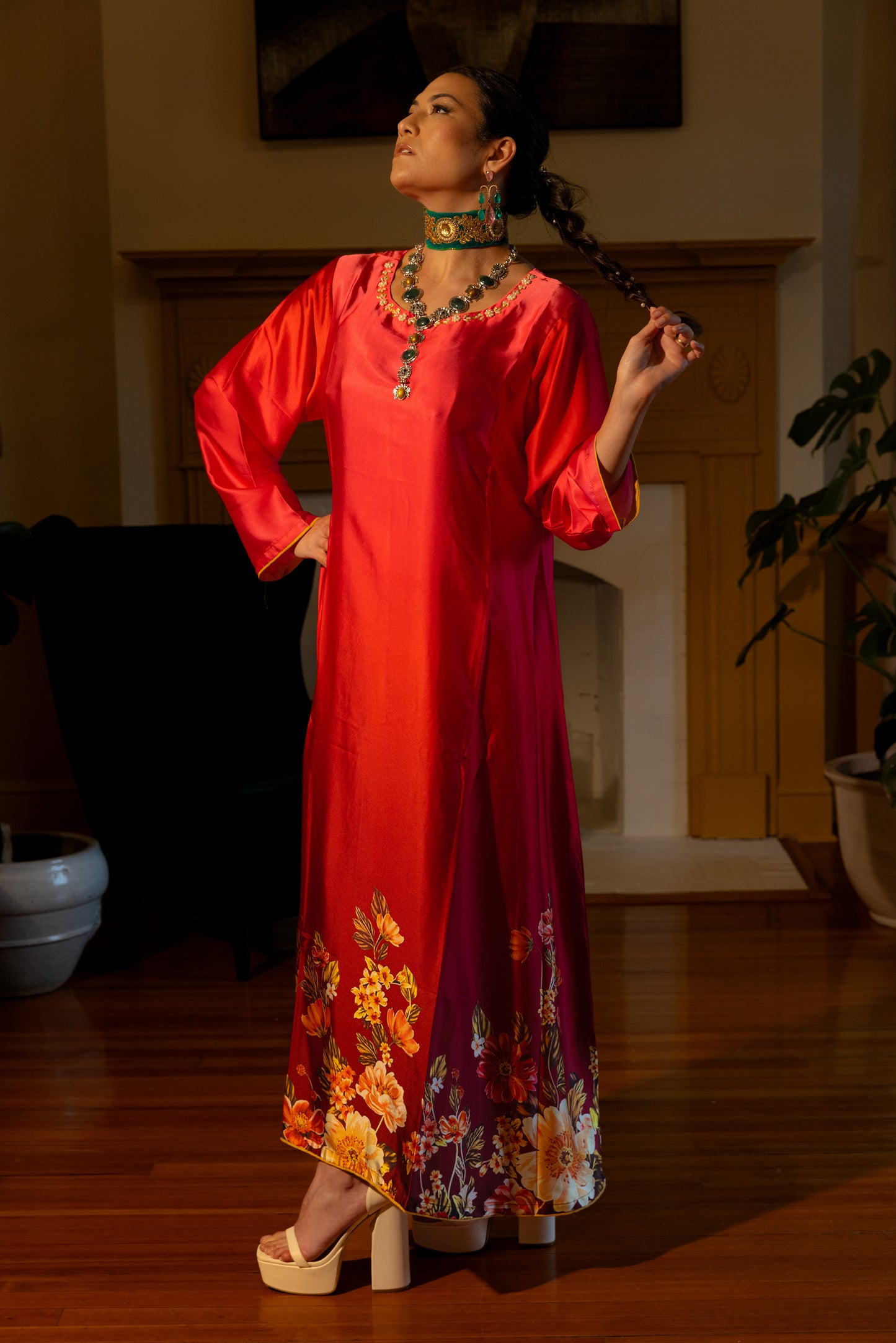 Noor Silk Kaftan Dress