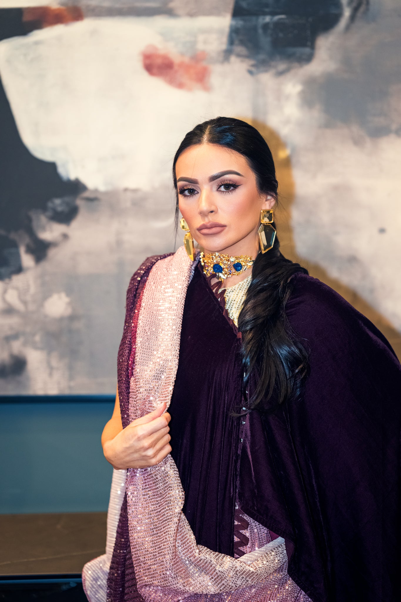 Midnight velvet sari