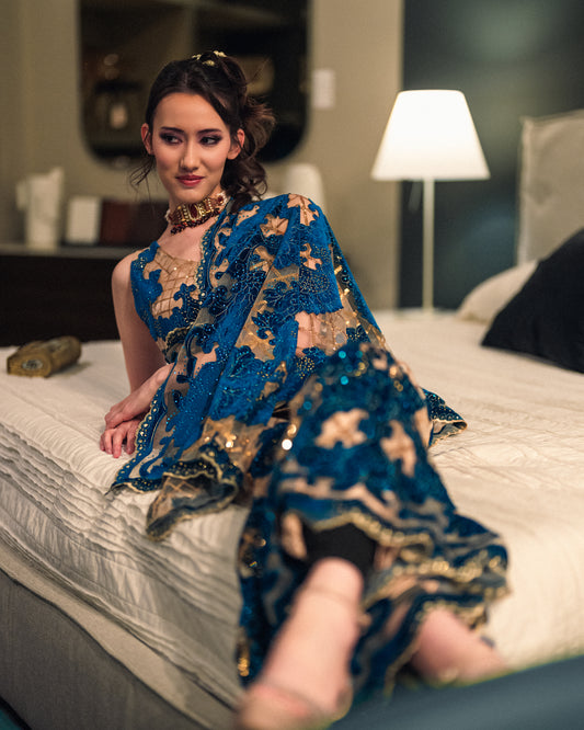 Sequinned Dreams- Cape Saree