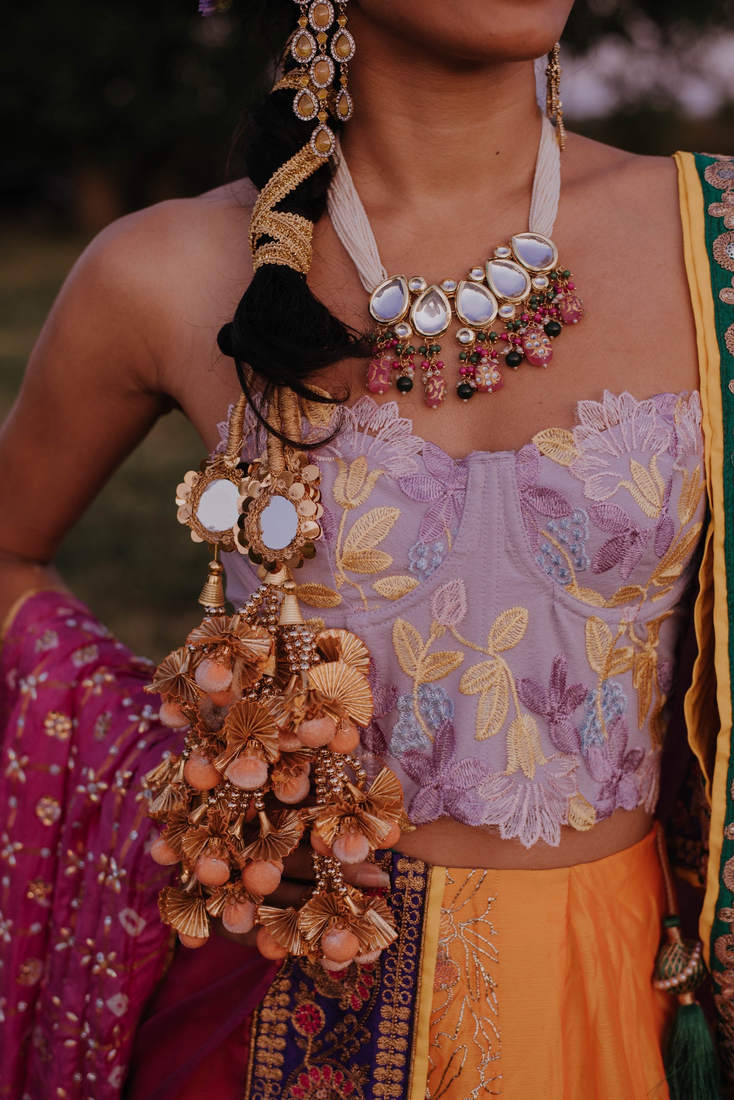 Mehndi Lavender Lehnga